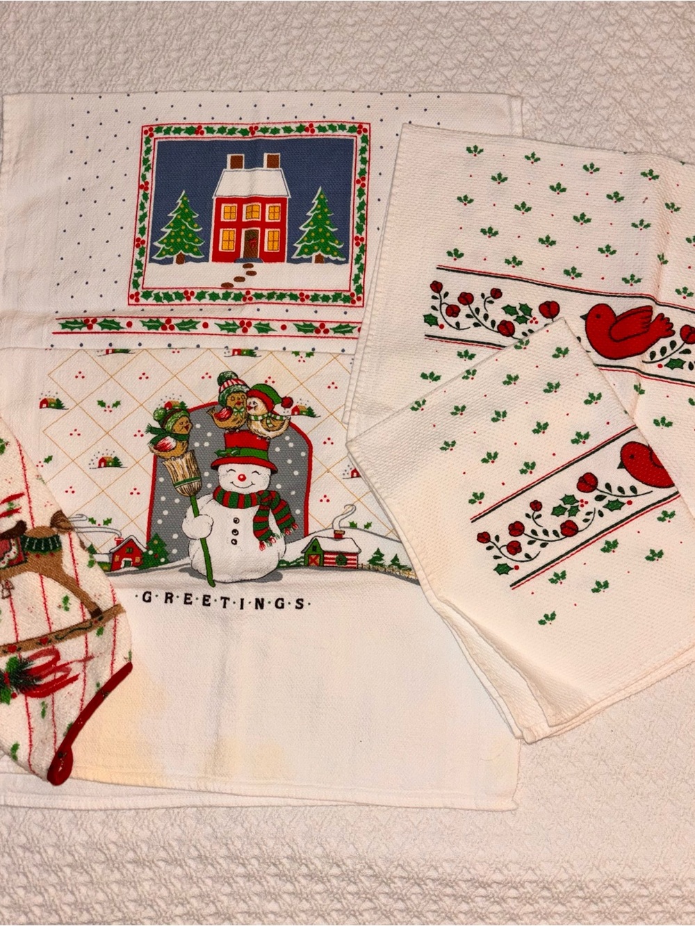 Lot of vintage Riegel made in USA Christmas holiday hand towels